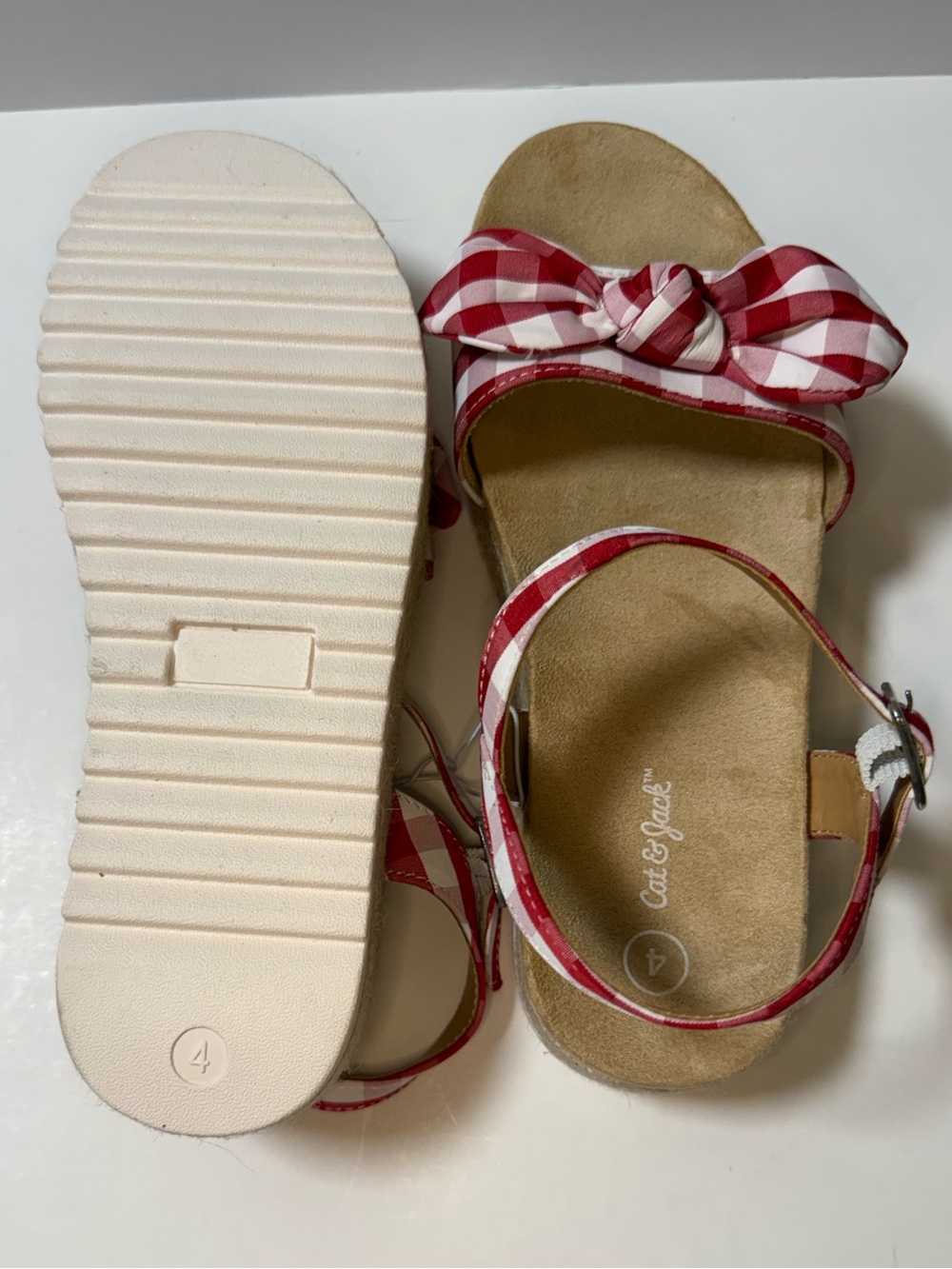 Women’s Red Gingham Bow Espadrille Sandals - Picture 7 of 8